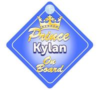 Crown Prince Kylan On Board Personalised Baby / Child Boys Car Sign