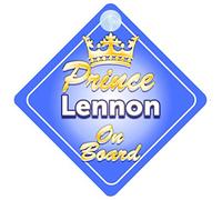 Crown Prince Lennon On Board Personalised Baby / Child Boys Car Sign