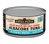 Crown Prince Natural, Albacore Tuna, Solid White-No Salt Added, In Spring Water, 12 oz (340 g)