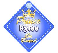 Crown Prince Rylee On Board Personalised Baby / Child Boys Car Sign