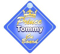 Crown Prince Tommy On Board Personalised Baby / Child Boys Car Sign