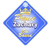 Crown Prince Zachary On Board Personalised Baby / Child Boys Car Sign