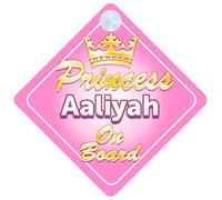 Crown Princess Aaliyah On Board Personalised Baby / Child Girls Car Sign