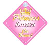 Crown Princess Amara On Board Personalised Baby / Child Girls Car Sign