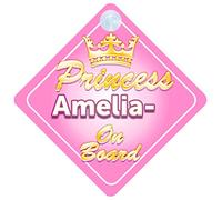 Crown Princess Amelia-Rose On Board Personalised Baby / Child Girls Car Sign