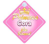 Crown Princess Cora On Board Personalised Baby / Child Girls Car Sign