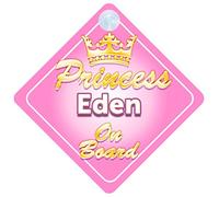 Crown Princess Eden On Board Personalised Baby / Child Girls Car Sign
