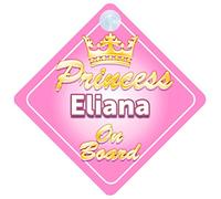 Crown Princess Eliana On Board Personalised Baby / Child Girls Car Sign