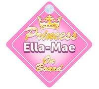 Crown Princess Ella-Mae On Board Personalised Baby / Child Girls Car Sign