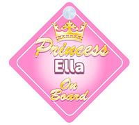 Crown Princess Ella On Board Personalised Baby / Child Girls Car Sign