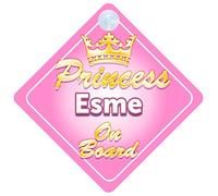 Crown Princess Esme On Board Personalised Baby / Child Girls Car Sign