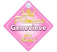 Crown Princess Genevieve On Board Personalised Baby / Child Girls Car Sign