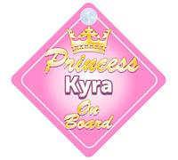 Crown Princess Kyra On Board Personalised Baby / Child Girls Car Sign