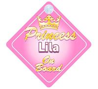 Crown Princess Lila On Board Personalised Baby / Child Girls Car Sign