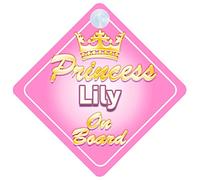 Crown Princess Lily On Board Personalised Baby / Child Girls Car Sign
