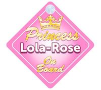 Crown Princess Lola-Rose On Board Personalised Baby / Child Girls Car Sign