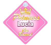 Crown Princess Lucia On Board Personalised Baby / Child Girls Car Sign