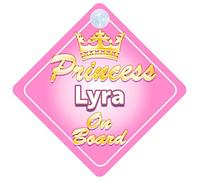 Crown Princess Lyra On Board Personalised Baby / Child Girls Car Sign