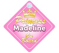 Crown Princess Madeline On Board Personalised Baby / Child Girls Car Sign