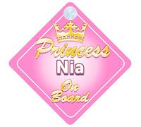 Crown Princess Nia On Board Personalised Baby / Child Girls Car Sign