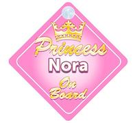 Crown Princess Nora On Board Personalised Baby / Child Girls Car Sign