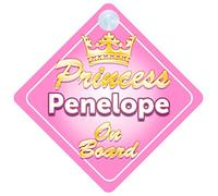 Crown Princess Penelope On Board Personalised Baby / Child Girls Car Sign
