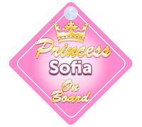 Crown Princess Sofia On Board Personalised Baby / Child Girls Car Sign