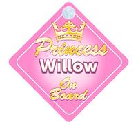 Crown Princess Willow On Board Personalised Baby / Child Girls Car Sign