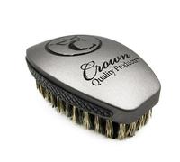 Crown Quality Products 360 Sport Wave Caesar 2.0 Boar Bristle Hairbrush, Medium, Smoke Gray - Non-Slip Grip, Waterproof Design - The Ultimate 360 Wave Brush