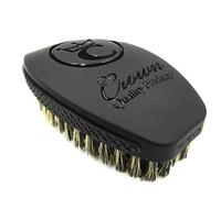 Crown Quality Products 360 Sport Wave Caesar 2.0 Boar Bristle Hairbrush, Medium, Triple Black - Non-Slip Grip, Waterproof Design - The Ultimate 360 Wave Brush
