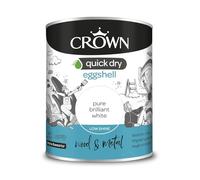 Crown Quick Dry Eggshell Paint Brilliant White 750ml, Wood, Metal, Int/Ext