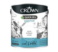 Crown Quick Dry Eggshell Paint Pure Brilliant White 2.5l, Wood & Metal, I nterior Exterior