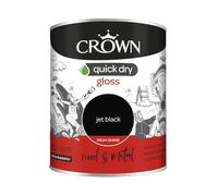 Crown Quick Dry Gloss Paint Jet Black 750ml, Wood, Metal Int/Ext