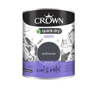 Crown Quick Dry Satin Paint Anthracite Grey 750ml Int/Ext Wood or Metal