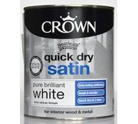 Crown Quick Dry Satin Wood and Metal Paint 750ml - Pure Brilliant White