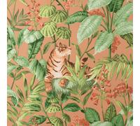 Crown Rajah Tiger Terracotta Wallpaper M1731