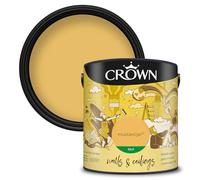 Crown Retail Core Emulsion Silk Mustard Jar 2.5 L | Washable Mustard Jar light reflecting sheen. Wipeable on walls & ceilings. Ideal for halls, kitchens & bathrooms. Low VOC