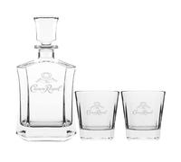 Crown Royal Whiskey Decanter with 2 Drinking Glasses | Whisky Decanter Set for Men and Women | Compatible