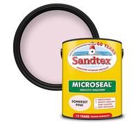 Sandtex Microseal Smooth Masonry Paint 5L, Summerset Pink, 15 Yr Protection