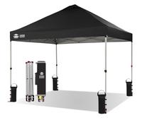 CROWN SHADES Pop Up Gazebo 3m x 3m, Center Lock One Push Instant Pop Up Outdoor Canopy Tent, Heavy Duty Gazebo with Carry Bag, Bonus 8 Stakes and 4 Ropes, Black