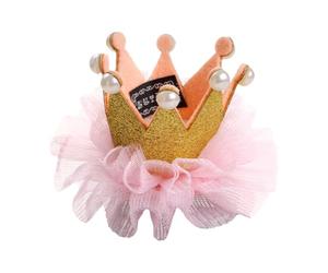 Crown Shaped Pet Party Hat with Adjustable Clip for Cats Dogs | Cloth Build, Golden Elegant Style, Fits Small to Medium Pets, Parade and Theme Party Use