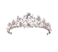 Crown Silver Color Crystal Beads Bridal Tiara Rhinestone Pageant Crowns Diadem Headpiece
