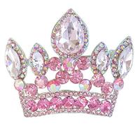 CROWN Sindary Vintage 2.56" Brooch Pin Pendant Austrian Crystal UKB5050 (Silver-Tone Pink)