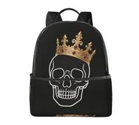 Crown Skull Flat Backpack-Lightweight Travel Daypack with Laptop Sleeve