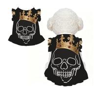 Crown Skull Flat S Pet Apparel for Small Dogs-Cute Summer Outfit for Puppy, Soft Breathable Pet Clothes for Cat