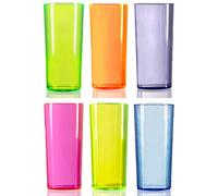 Crown Supplies Hi-Ball Drinking Glasses - CE Marked Reusable Neon Polystyrene - 284ml/10oz - Pack of 6