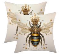 Crown Throw Pillow Cover Bug Animal bee Rustic Luxury Gold Velvet Decoration Teen Printed Cushion Cozy Patterned Fluffy Patio Dorm Living Room School Home Indoor Outdoor Pillows 16x16inch