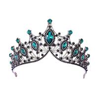Crown Tiara Crown For Wedding Birthday Party Hair Jewelry Queen Bridal Bride Purple Crystal Crown Hair Accessories Suitable for Wedding Tiara, Girl's Birthday Tiara (Green Black)
