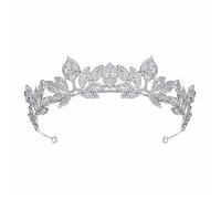 Crown Tiara, Transparent Rhinestones Leaves Wreath Crystal Headband for Princess Bridal, Wedding Festival Party Hair Accessories Queen Tiara for Women and Girls silver adjustable