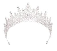 Crown Tiaras for Women, Silver Tiara with Crystal Crown Rhinestones, Bride Crowns Royal Queen Headband Princess Headpieces for Birthday Prom Pageant Graduate Costume Party Wedding Dress Accessories